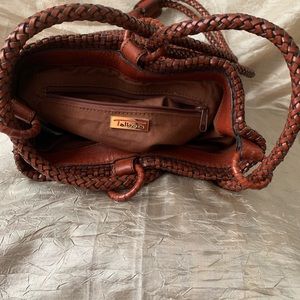 Talbots Woven leather backpack purse.